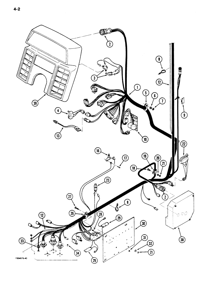 Схема запчастей Case IH 9170 - (4-02) - LOWER CAB HARNESS (04) - ELECTRICAL SYSTEMS