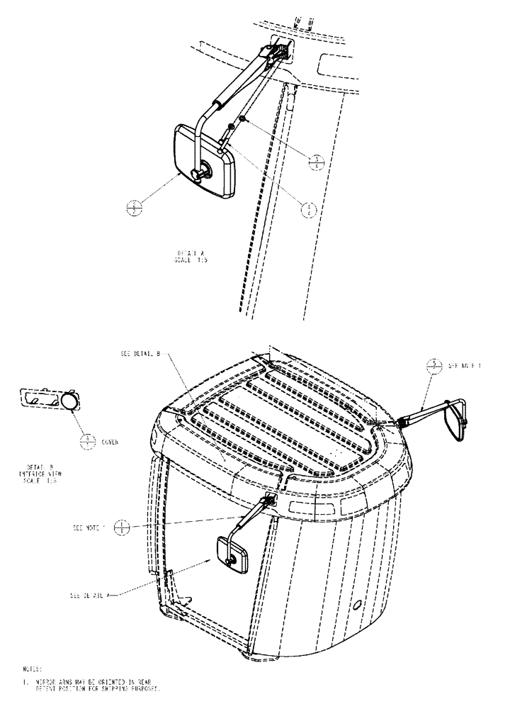 Схема запчастей Case IH TITAN 3020 - (01-038) - MIRROR ASSEMBLY, MANUAL (10) - CAB