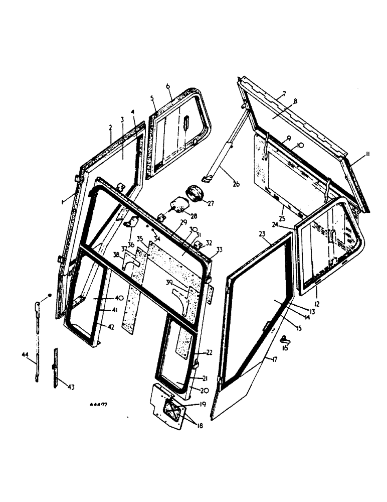 Схема запчастей Case IH 444 - (6-77A) - SAFETY CAB, 444-001/B001574 UP, 444-002/B000826 UP, 2350-004/B000531 UP, 1250-005/B000531 UP (09) - CHASSIS