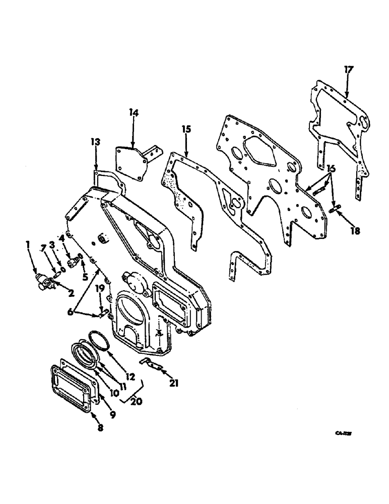 Схема запчастей Case IH 2500 - (12-031) - CRANKCASE FRONT COVER AND RELATED PARTS Power