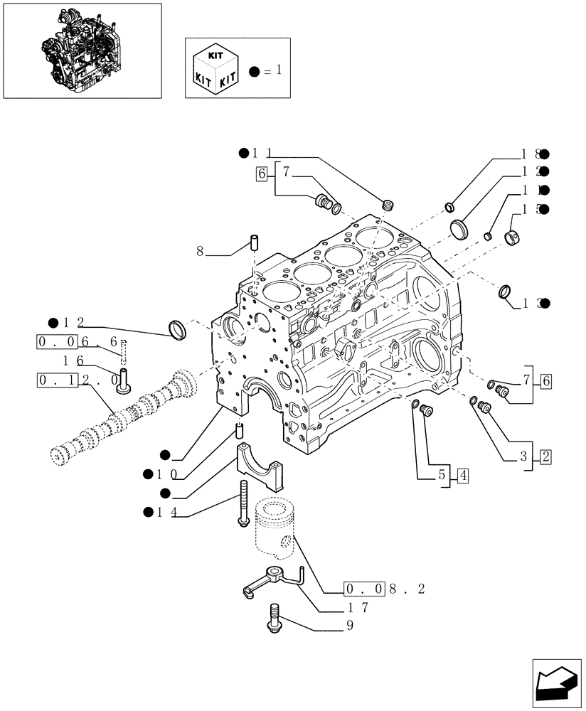 Схема запчастей Case IH MAXXUM 110 - (0.04.0/01) - CRANKCASE (STD + VAR.330003-332115-332116) (01) - ENGINE