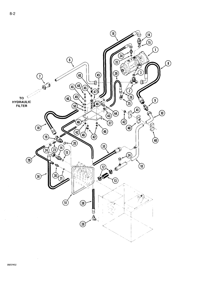 Схема запчастей Case IH 9210 - (8-002) - HYDRAULIC SYSTEM, PUMP TO CONTROL VALVE (08) - HYDRAULICS