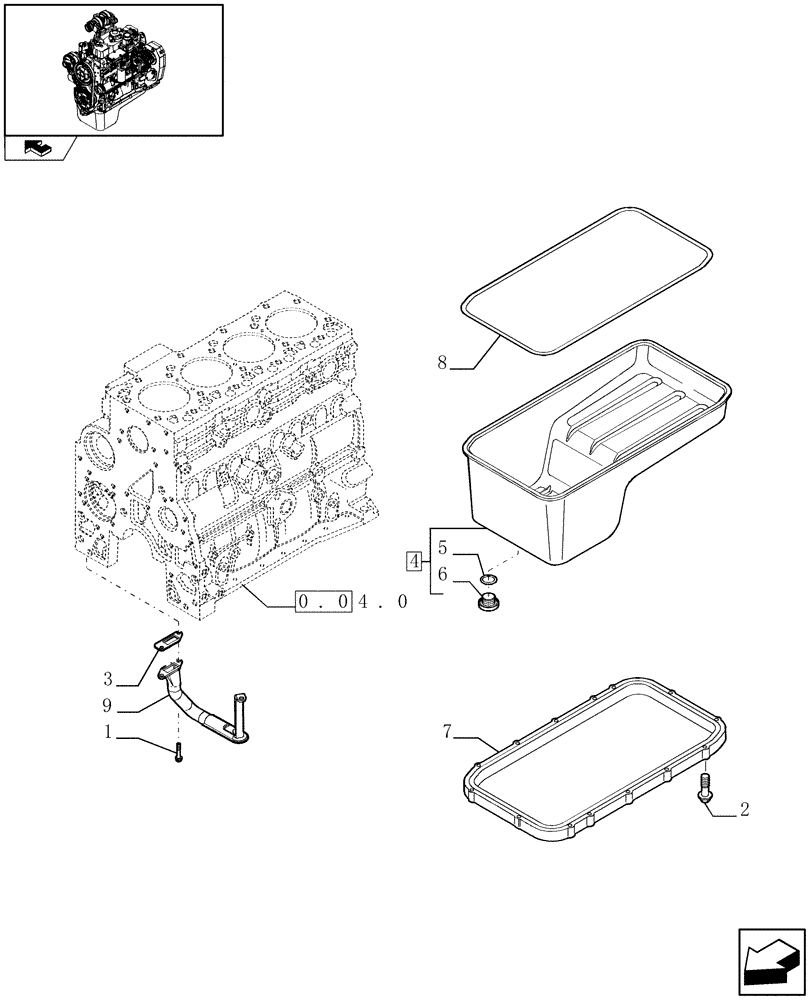 Схема запчастей Case IH F4GE9484A J601 - (0.04.2) - ENGINE OIL SUMP (504114347) 