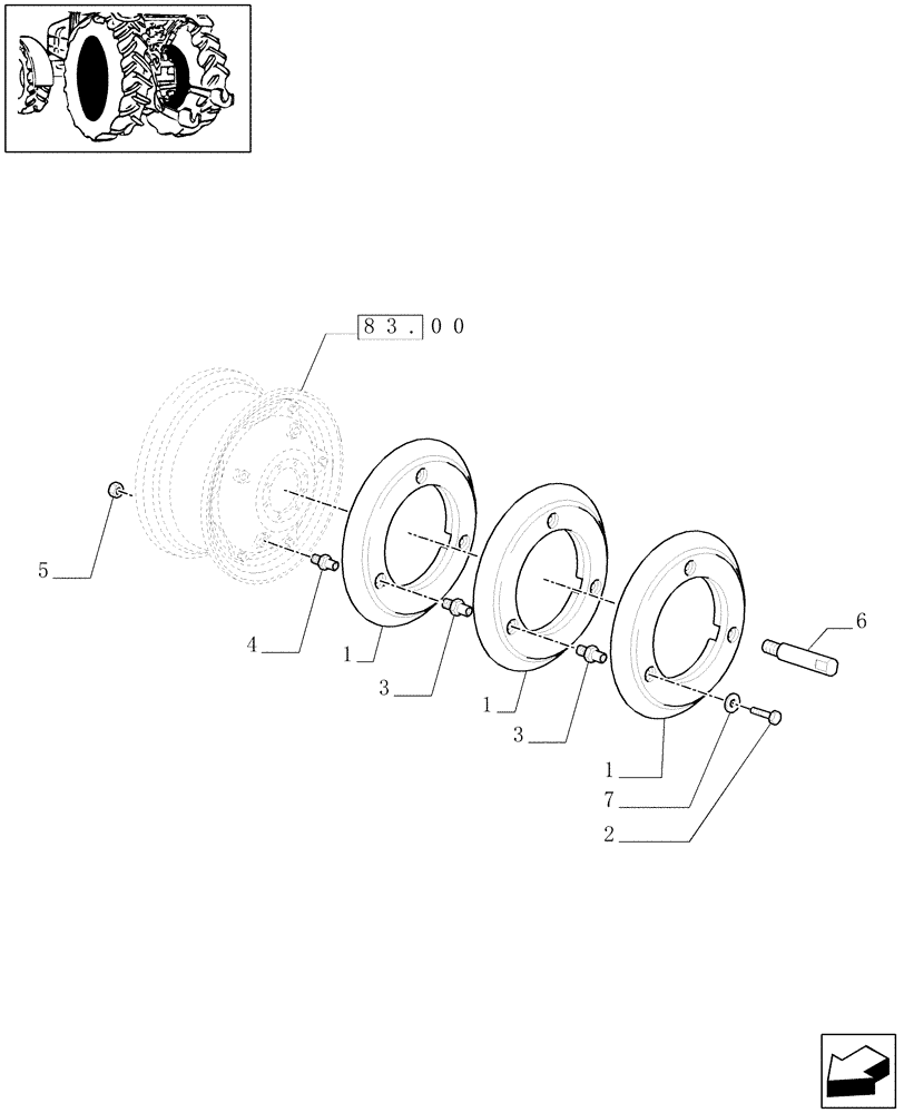 Схема запчастей Case IH MAXXUM 110 - (1.49.6/01) - REAR BALLAST (65KG) FOR BAR AXLE (VAR.330497-330628-331628) (05) - REAR AXLE