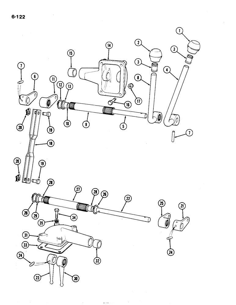 Схема запчастей Case IH 1194 - (6-122) - RANGE SHIFT LEVERS, TRACTORS WITH CAB (06) - POWER TRAIN