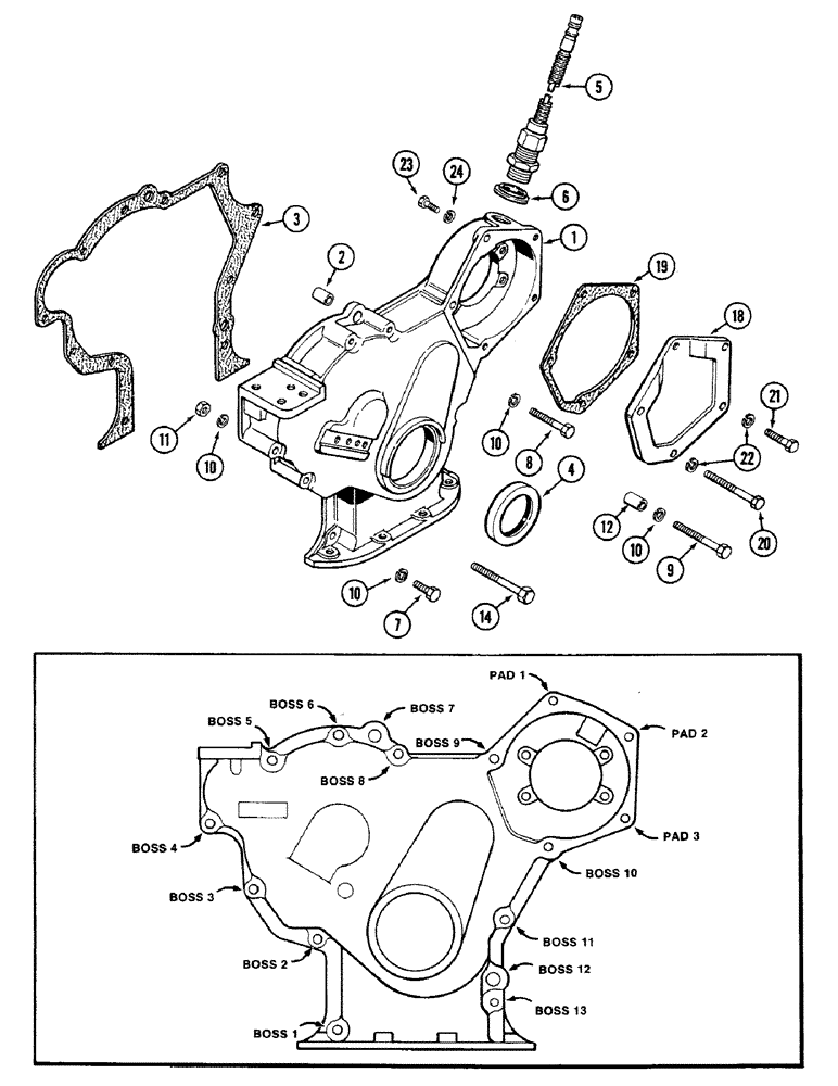 Схема запчастей Case IH 4694 - (3-048) - TIMING GEAR COVER, 504BDTI DIESEL ENGINE (03) - FUEL SYSTEM