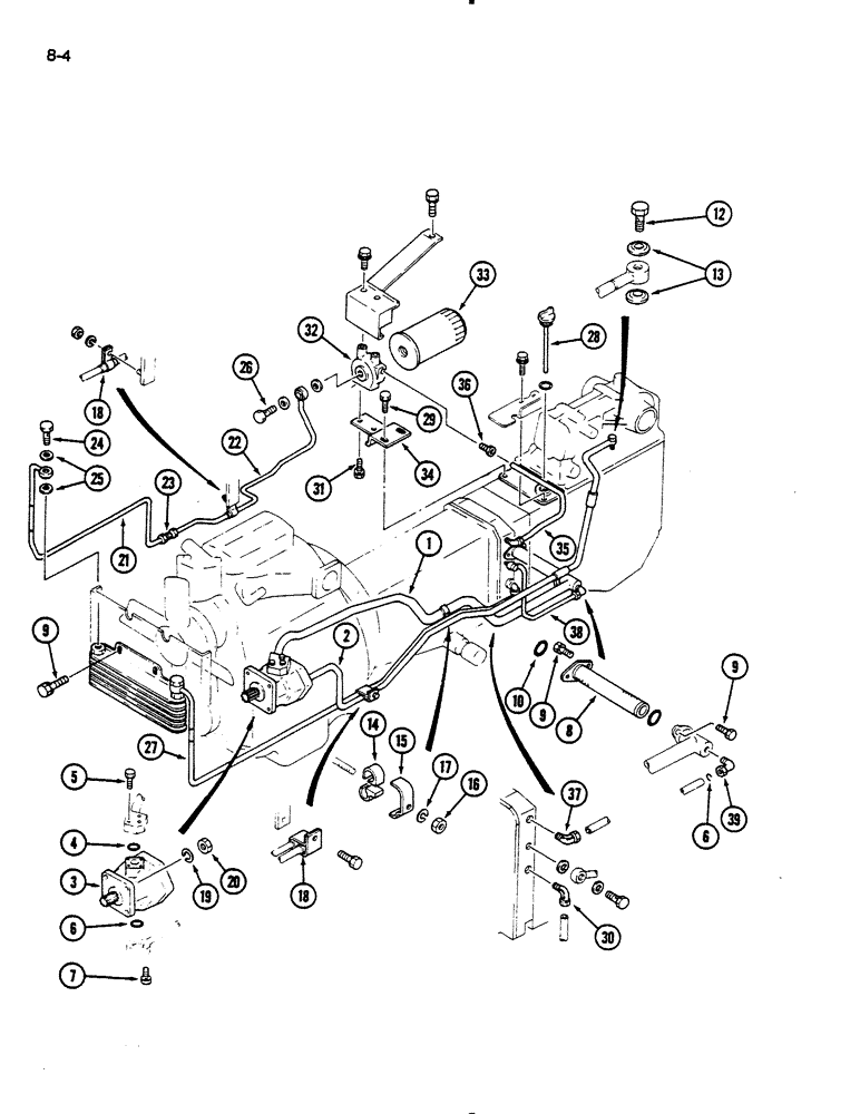 Схема запчастей Case IH 235 - (8-04) - PUMP AND HYDRAULIC LINES, HYDROSTATIC TRANSMISSION (08) - HYDRAULICS