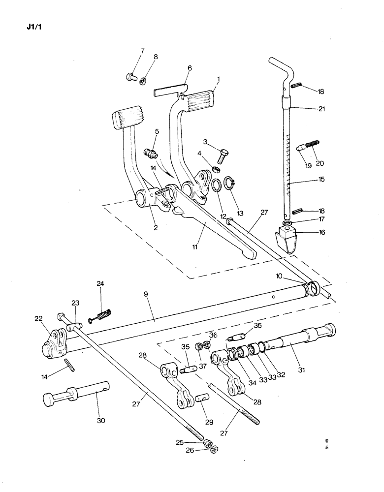 Схема запчастей Case IH 1190 - (J-01) - MECHANICAL BRAKING SYSTEM (5.1) - BRAKES