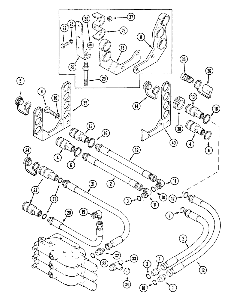 Схема запчастей Case IH 1294 - (8-252) - REMOTE VALVE HOSES AND COUPLINGS (08) - HYDRAULICS