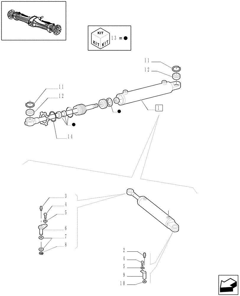 Схема запчастей Case IH JX1070U - (1.40. 2/06) - (VAR.304-304/1) FRONT AXLE WITH 2 HYDR. LOCKING CYLINDERS 30-40 KM/H - POWER STEERING CYLINDERS (04) - FRONT AXLE & STEERING