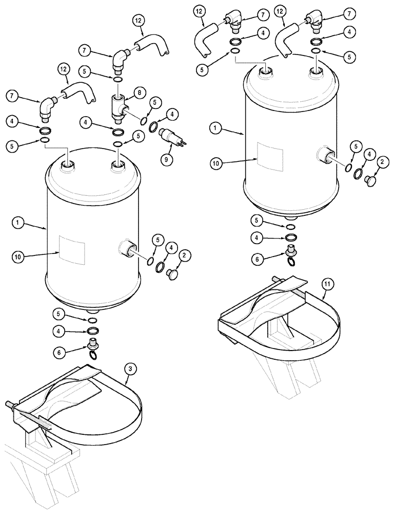 Схема запчастей Case IH CX100 - (07-10) - PNEUMATIC TRAILER BRAKE TANKS AND MOUNTING (07) - BRAKES