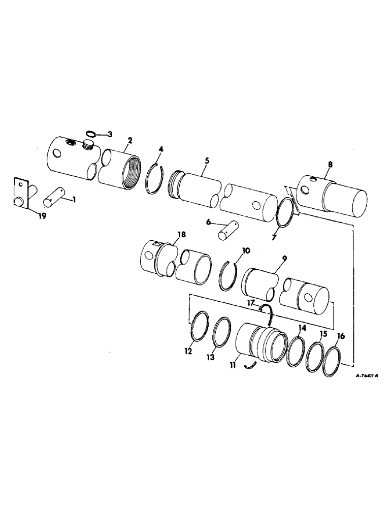 Схема запчастей Case IH 915 - (F-14) - HYDRAULICS SYSTEM, PLATFORM LIFT CYLINDER AND EXTENSIONS, STANDARD 2-1/2 " CYLINDER (07) - HYDRAULIC SYSTEM