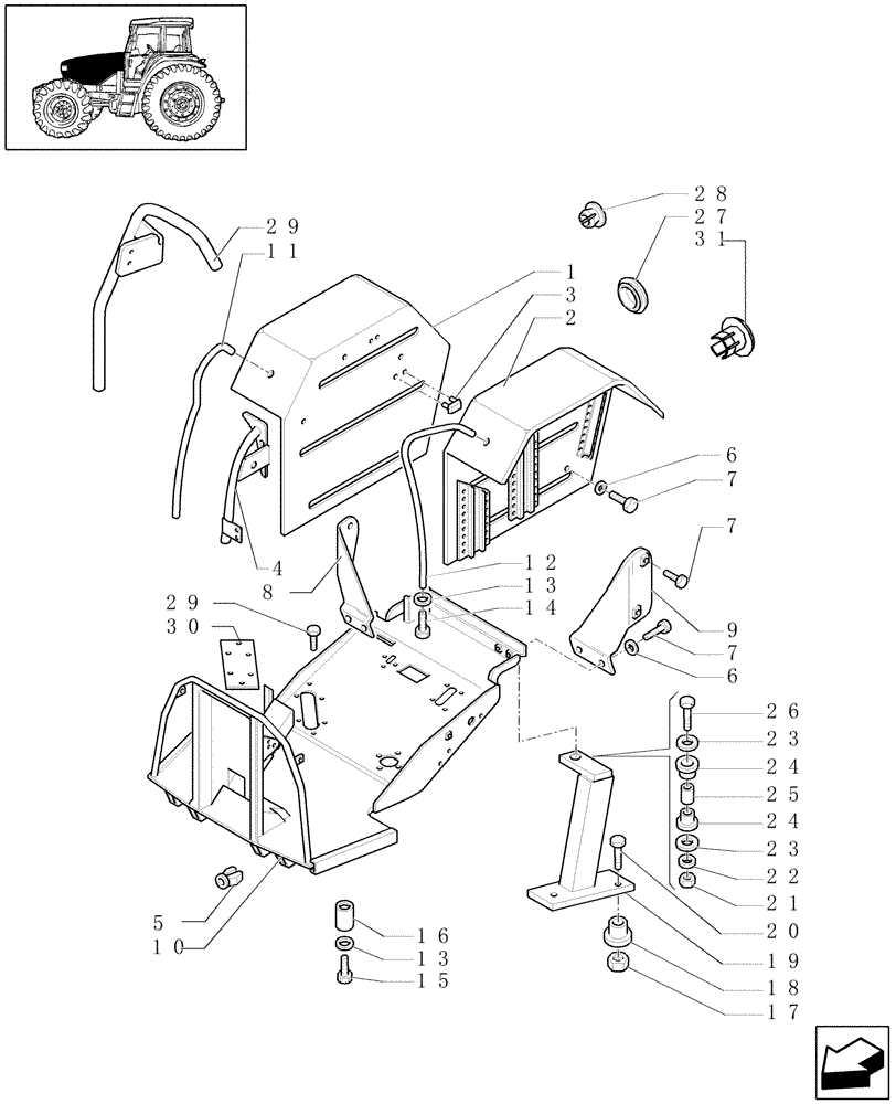 Схема запчастей Case IH JX1080U - (1.87.0[01]) - PLATFORM & REAR FENDERS (MUDGUARDS) - (L/ CAB) (08) - SHEET METAL