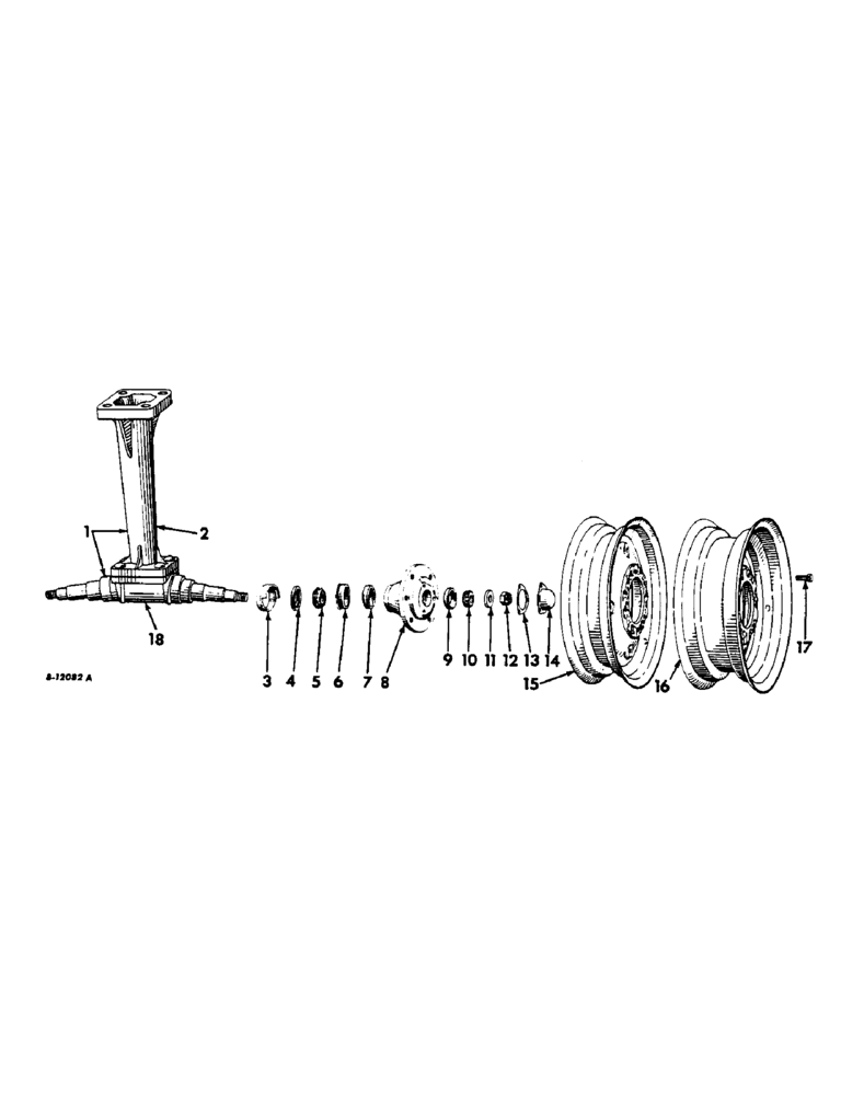 Схема запчастей Case IH 504 - (197) - WHEELS, FRONT WHEELS, AXLE AND BOLSTER, FARMALL SERIES (11) - WHEELS