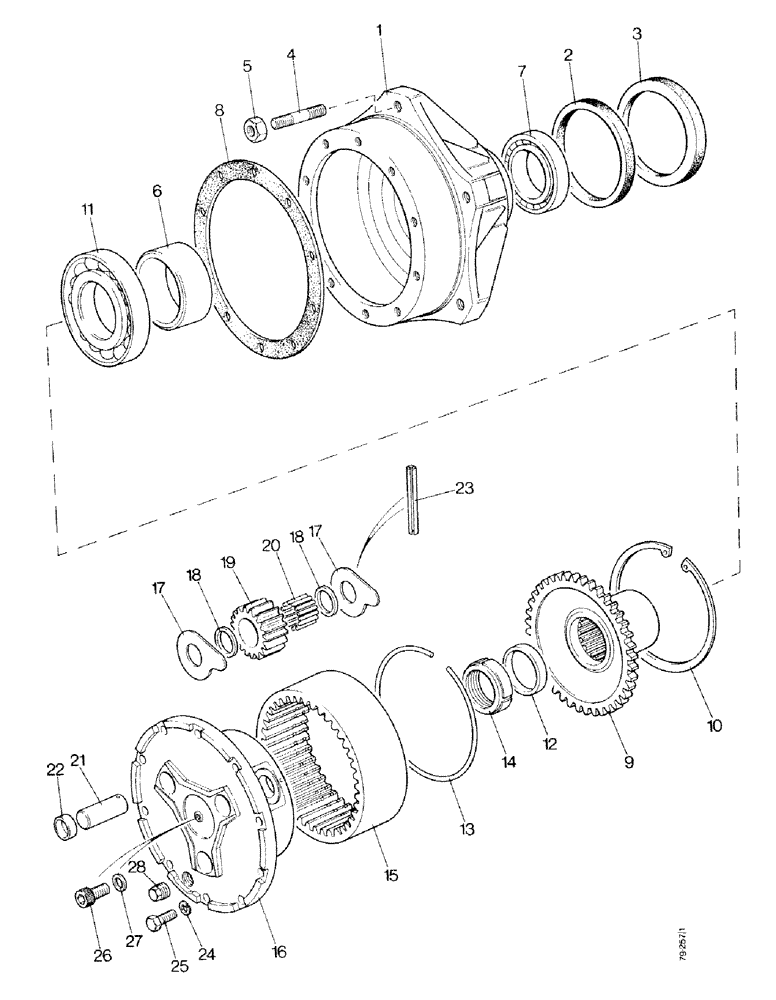 Схема запчастей Case IH 1490 - (G13-1) - HUBS AND REDUCTIONS - CARRARO AXLE, MFD MODEL (04) - FRONT AXLE