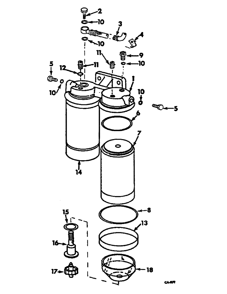 Схема запчастей Case IH 2500 - (12-045) - FUEL FILTER AND CONNECTIONS, BOSCH INJECTION Power