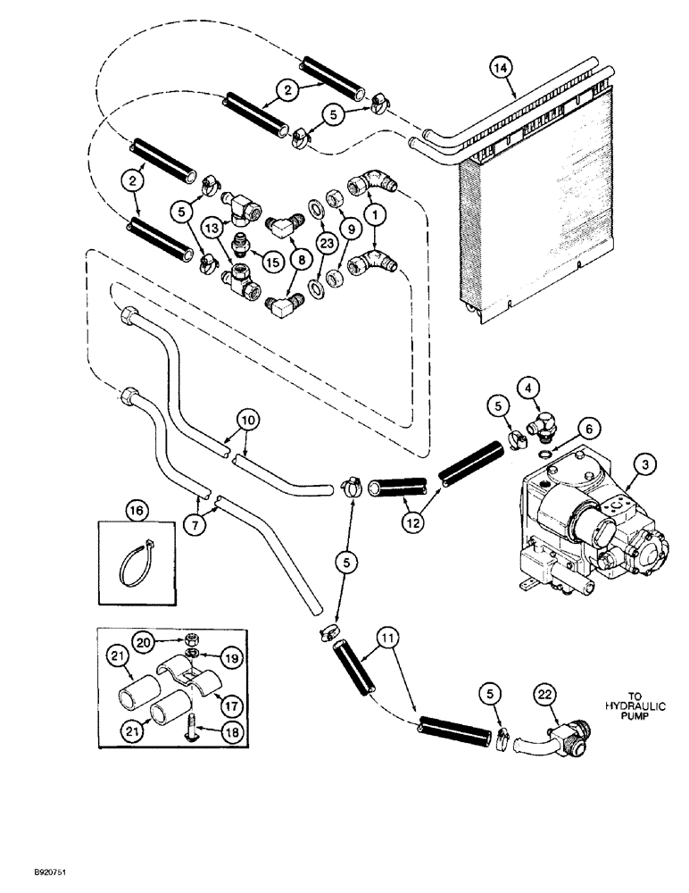 Схема запчастей Case IH 1800 - (6-02) - OIL COOLER SYSTEM, PRIOR TO P.I.N. JJC133070 (03) - POWER TRAIN