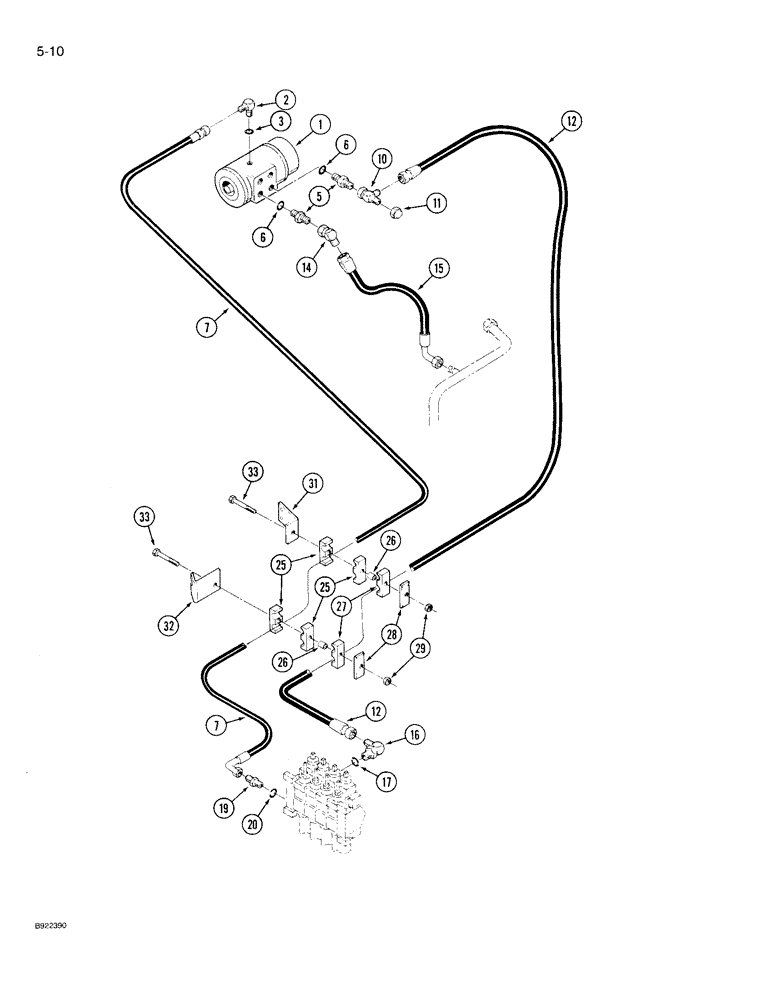 Схема запчастей Case IH 9230 - (5-010) - STEERING SYSTEM HYDRAULICS, VALVE TO STEERING CONTROL VALVE, WITHOUT STEERABLE AXLE (05) - STEERING