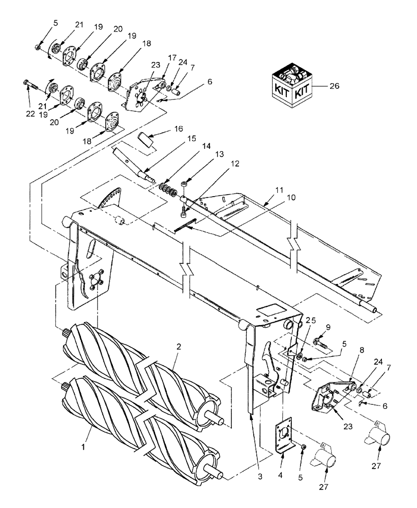 Схема запчастей Case IH RDX161 - (002[1]) - CONDITIONING ROLLS, PRIOR TO 2/07 (58) - ATTACHMENTS/HEADERS