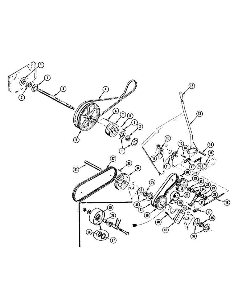 Схема запчастей Case IH 675 - (18) - REVERSE DRIVE SHAFT AND HEADER CLUTCH 