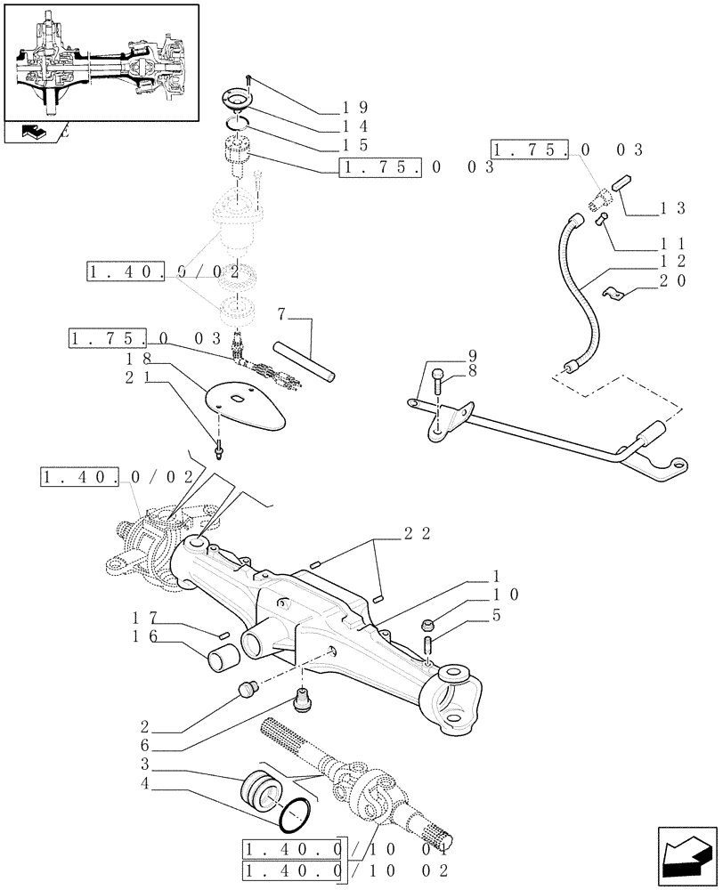 Схема запчастей Case IH PUMA 210 - (1.40.0/01) - FRONT AXLE - BOX (04) - FRONT AXLE & STEERING