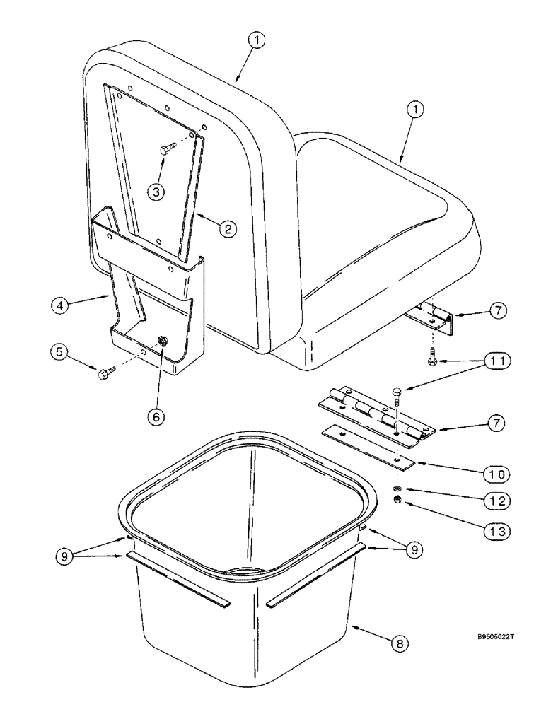 Схема запчастей Case IH 2188 - (9G-18) - BUDDY SEAT AND STORAGE TRAY (10) - CAB & AIR CONDITIONING