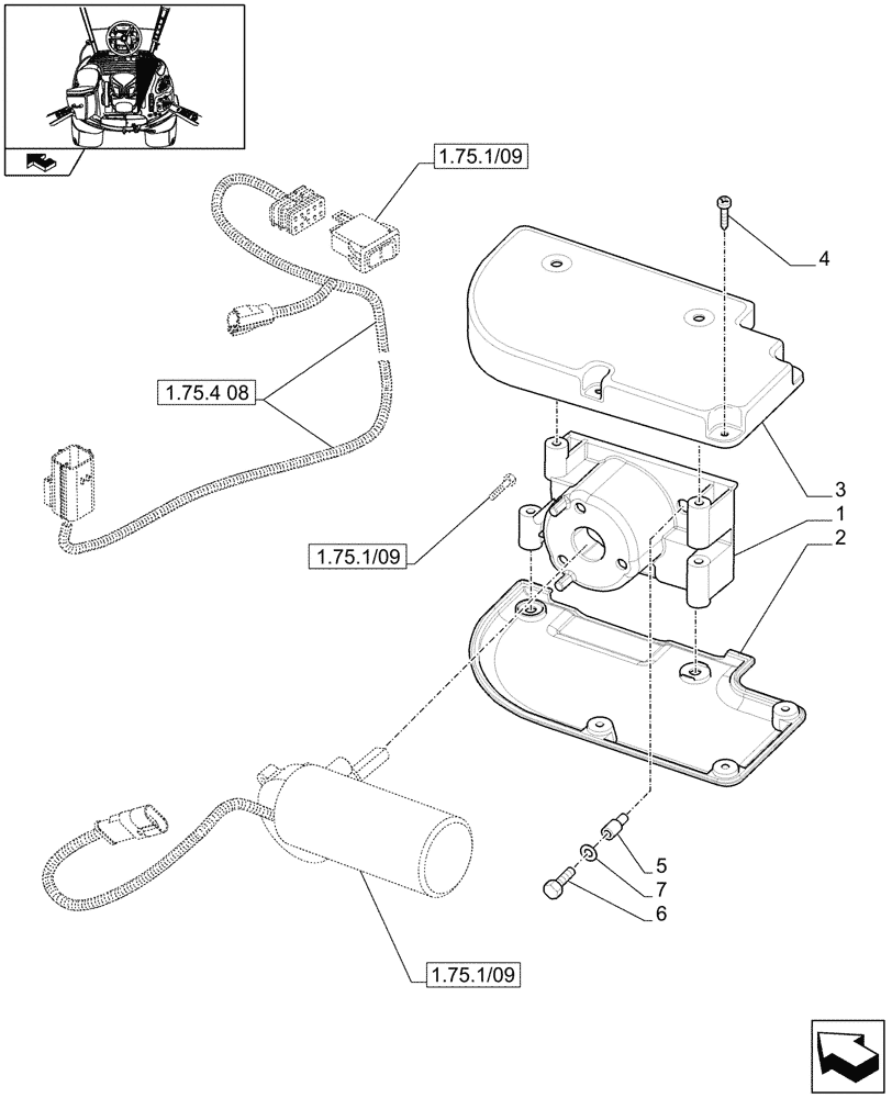 Схема запчастей Case IH MAXXUM 140 - (1.97.0/01) - ELECTRICAL ARMREST ADJUSTMENT - COVERS AND SUPPORT (VAR.330019) (10) - OPERATORS PLATFORM/CAB