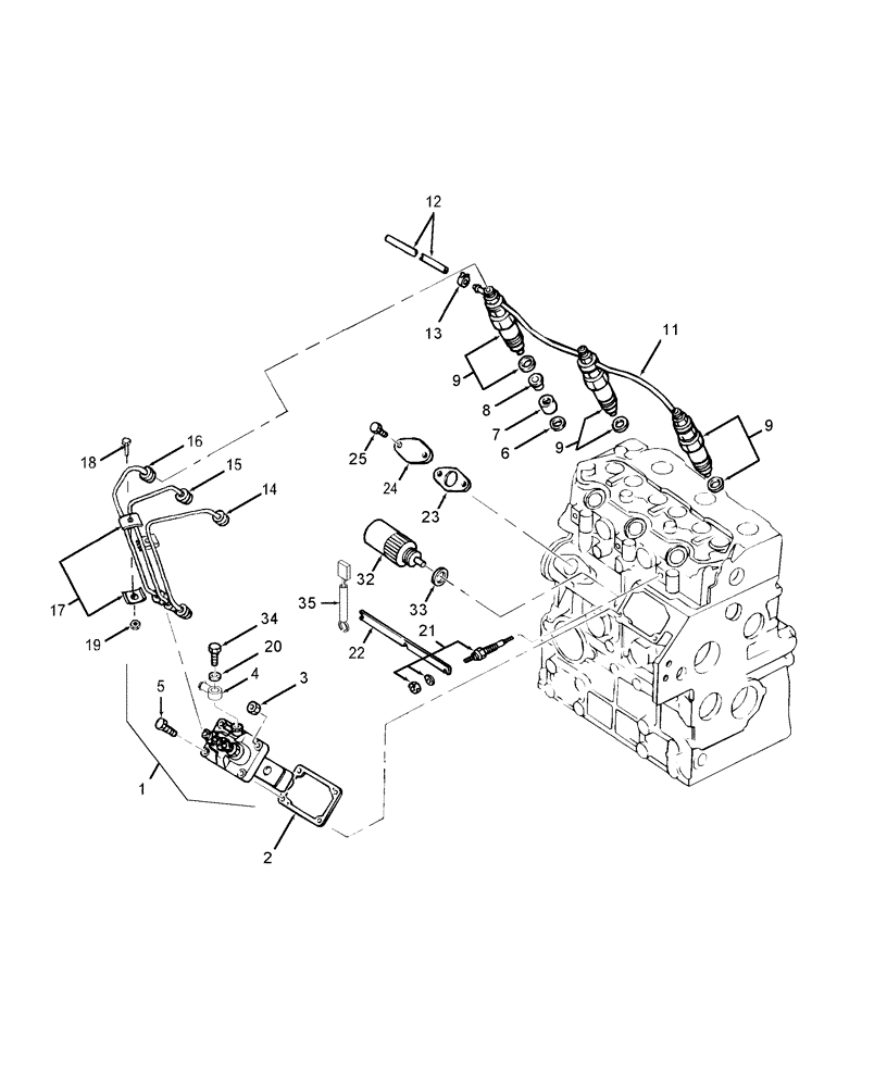 Схема запчастей Case IH DX26 - (01.14) - INJECTION PUMP & LINES (01) - ENGINE