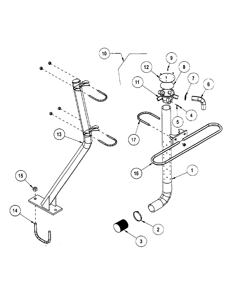 Схема запчастей Case IH CONCORD - (B46) - SECONDARY TUBES AND STANDS, 40 FOOT 