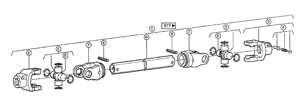 Схема запчастей Case IH 683 - (0011) - UNIVERSAL DRIVE SHAFT, FEEDER AUGER (MG6F) (58) - ATTACHMENTS/HEADERS