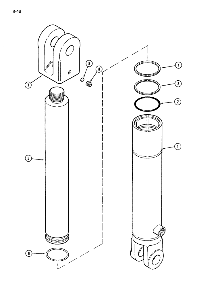 Схема запчастей Case IH 7200 - (8-48) - HYDRAULIC CYLINDER - WITH SINGLE PORT, 2 ROD DIAMETER X 8 INCH STROKE - IH (08) - HYDRAULICS