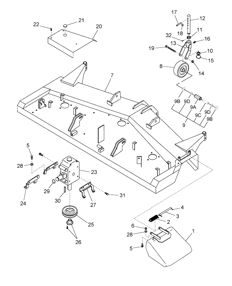 Схема запчастей Case IH 716417046 - (001) - DECK COMPONENTS 