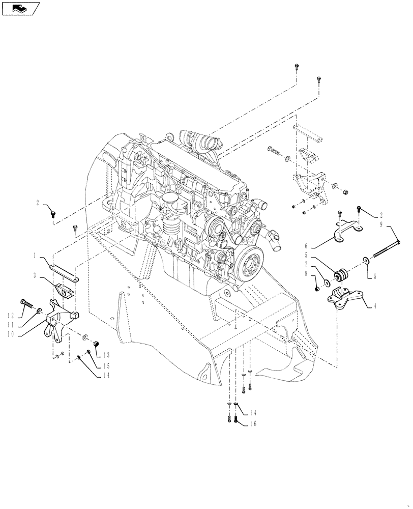 Схема запчастей Case IH STEIGER 350 - (10.012.01) - ENGINE MOUNTING - STEIGER 350 (10) - ENGINE