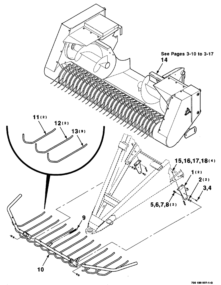 Схема запчастей Case IH 8576 - (03-002) - PICKUP (COMPLETE) AND WINDGUARD ASSEMBLY Pickup