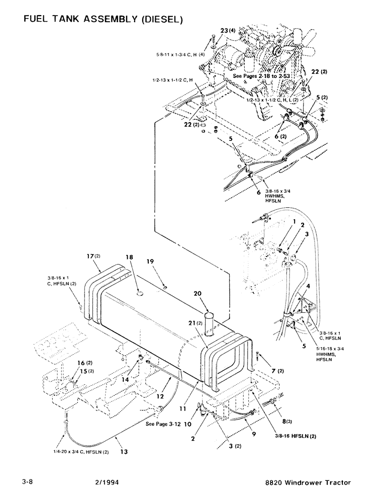 Схема запчастей Case IH 8820 - (3-08) - FUEL TANK ASSEMBLY, DIESEL (03) - FUEL SYSTEM