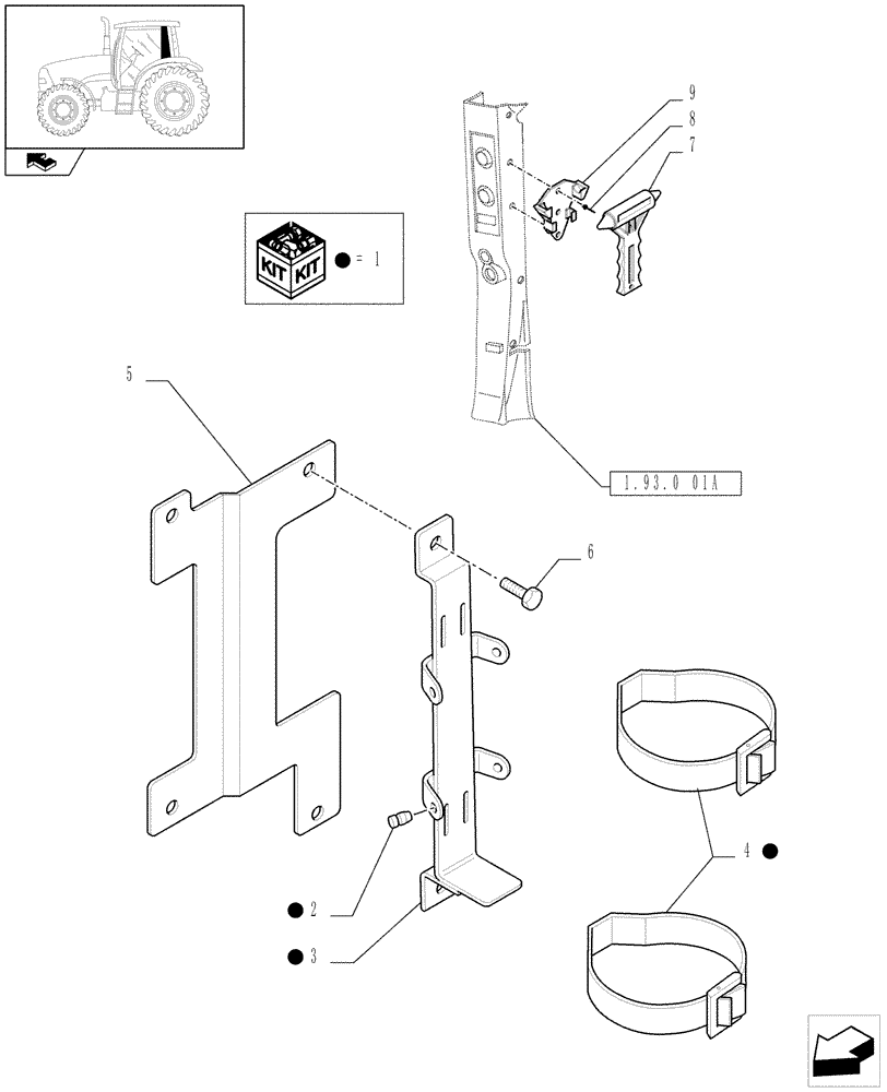 Схема запчастей Case IH PUMA 140 - (1.90.7) - FIRE EXTINGUISHER PREDISPOSITION AND EMERGENCY EXIT HAMMER - D6514 (10) - OPERATORS PLATFORM/CAB