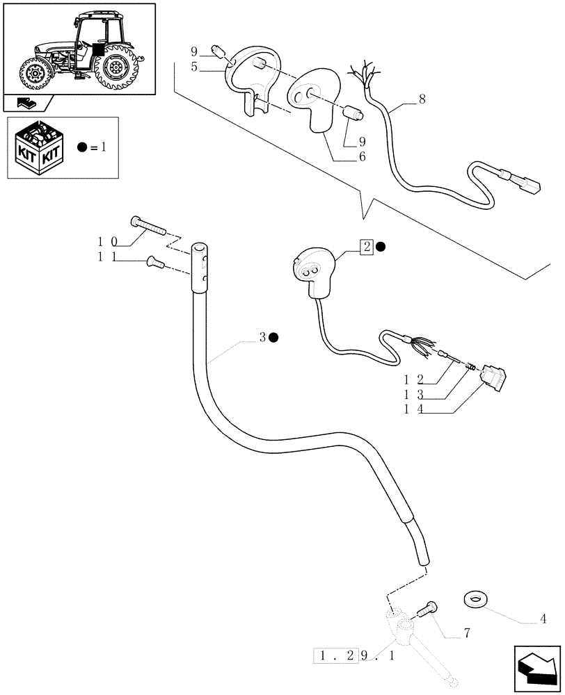 Схема запчастей Case IH FARMALL 85C - (1.29.1/03) - POWER CLUTCH AND SPEED LEVER KNOB WITH 3 SWITCHES (VAR.336846) (03) - TRANSMISSION