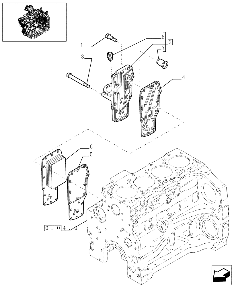 Схема запчастей Case IH MXU110 - (0.31.5) - HEAT EXCHANGER ENGINE (01) - ENGINE