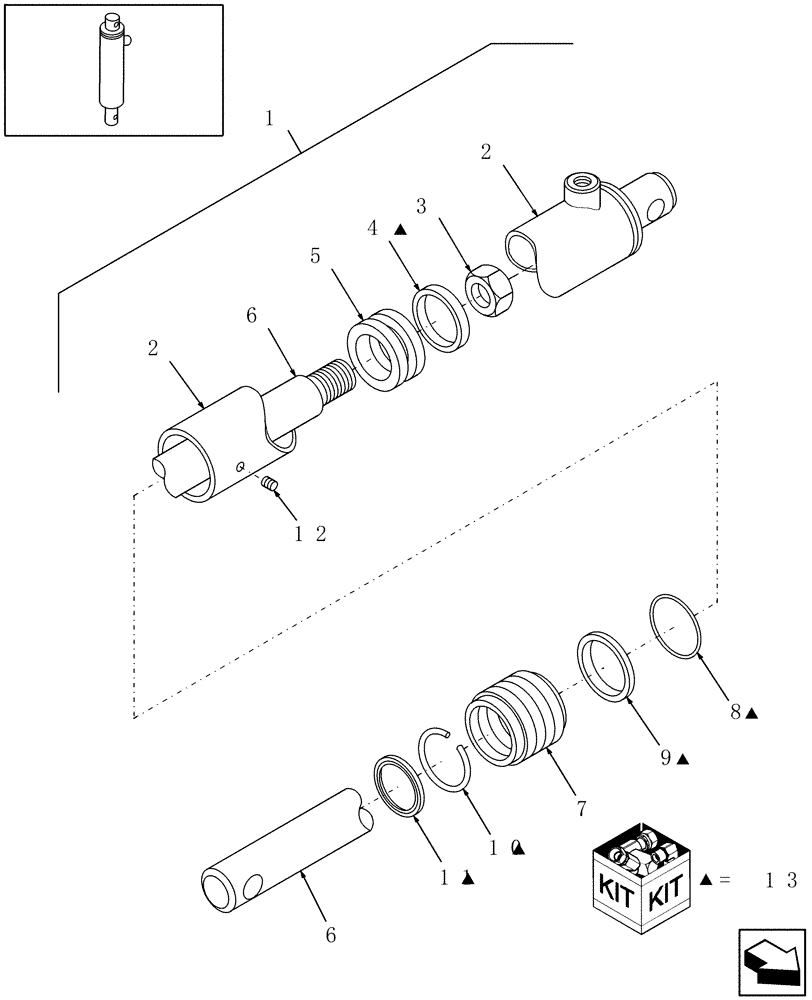 Схема запчастей Case IH DCX161 - (07.02[1]) - HYDRAULIC CYLINDER, SLAVE, PRIOR TO PIN HCA0012023 (07) - HYDRAULICS