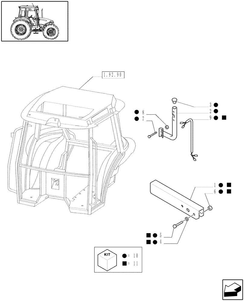 Схема запчастей Case IH JX80 - (1.75.6/02) - (VAR.659) REAR LIGHT EXTENSION (06) - ELECTRICAL SYSTEMS