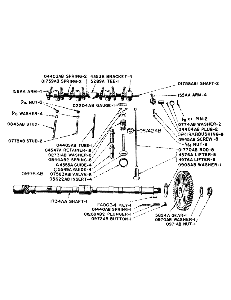 Схема запчастей Case IH D-SERIES - (010) - VALVES, PUSH RODS AND CAMSHAFT (02) - ENGINE