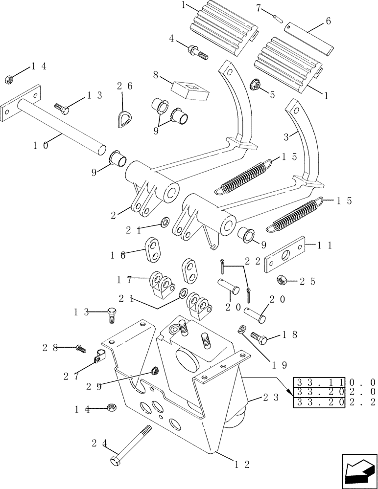 Схема запчастей Case IH 2588 - (33.202.08) - BRAKES - MASTER CONTROLS (33) - BRAKES & CONTROLS