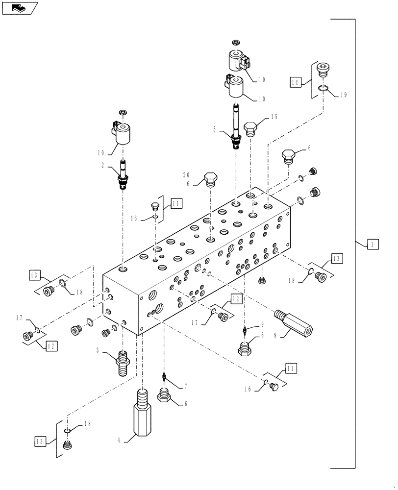 Схема запчастей Case IH 810 - (35.359.03[02]) - 7 SECTION VALVE BANK BREAKDOWN (35) - HYDRAULIC SYSTEMS