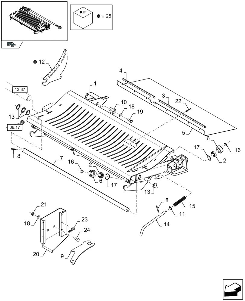 Схема запчастей Case IH LB433R - (13.19[01]) - KNIFE DRAWER SHORT CUT, KNIVES (13) - FEEDER