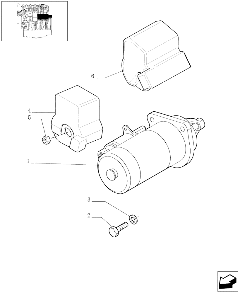 Схема запчастей Case IH JX95 - (0.36.0/01) - STARTER MOTOR (01) - ENGINE