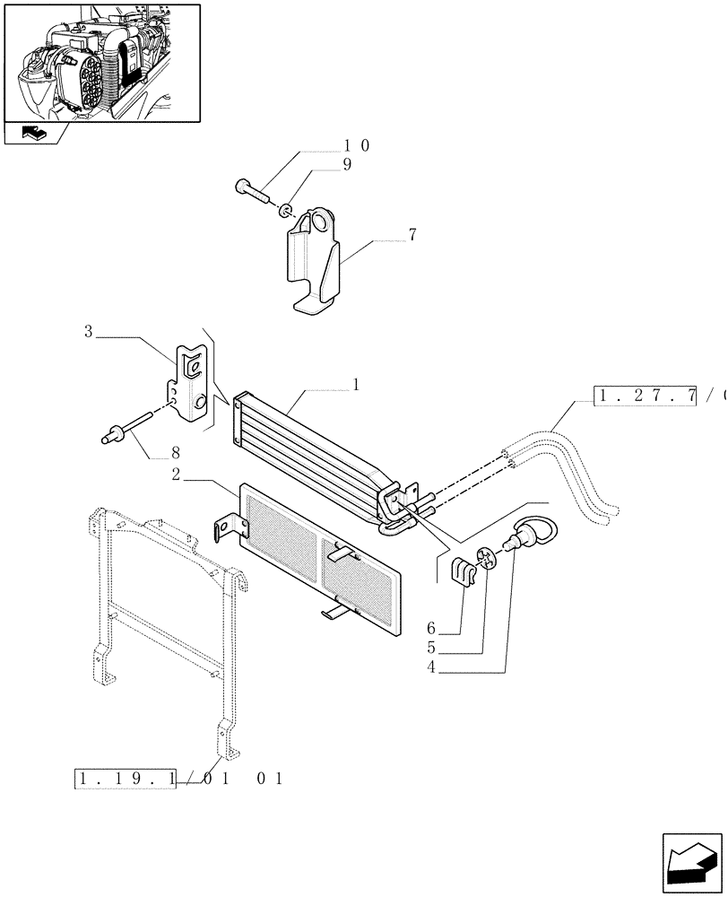 Схема запчастей Case IH FARMALL 85N - (1.27.7/01[01]) - PUMP AND OIL COOLER - RADIATOR (VAR.335823-336823 / 743524; VAR.334823) (03) - TRANSMISSION