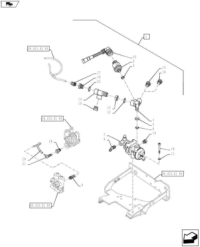 Схема запчастей Case IH PUMA 160 - (88.033.02[07]) - DIA KIT, PNEUMATIC TRAILER BRAKE (UNIVERSAL) - CONTROL VALVE AND RELEVANT PARTS (88) - ACCESSORIES