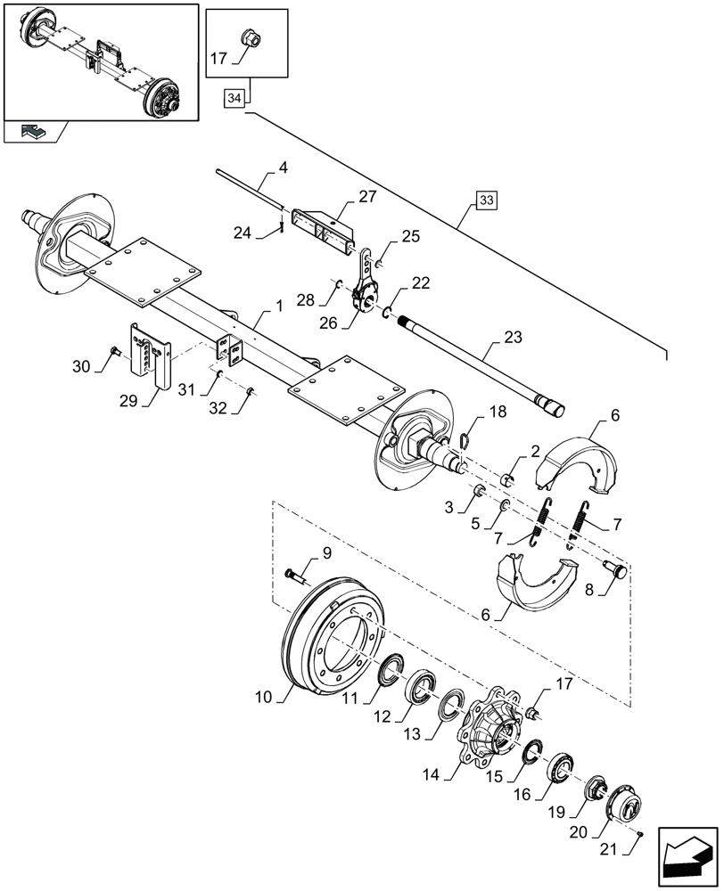 Схема запчастей Case IH LB333S - (05.02[01]) - SINGLE AXLE, PNEUMATIC BRAKE (05) - AXLE