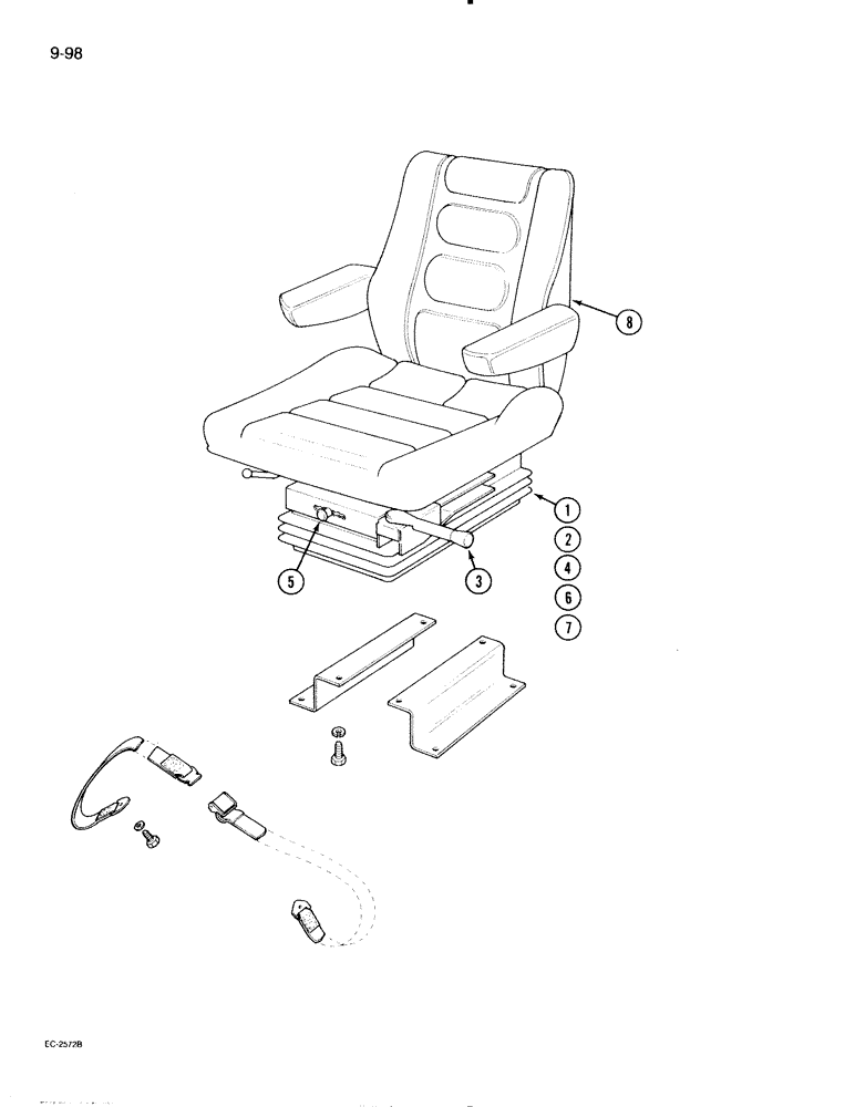 Схема запчастей Case IH 595 - (9-098) - SUSPENSION SEATS, TRACTOR WITH CAB (09) - CHASSIS/ATTACHMENTS