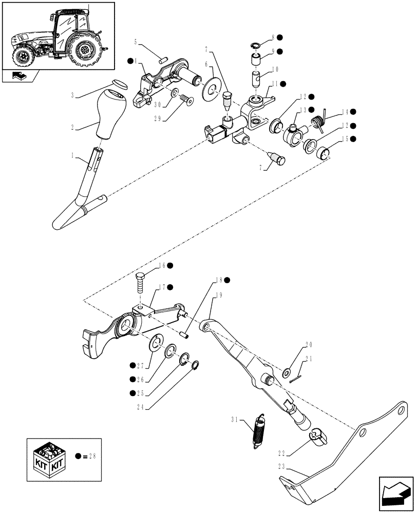 Схема запчастей Case IH FARMALL 105V - (1.65.5/01) - PARKING LOCK (FOR HI-LO 32+16) (VAR.331286 / 743968) (05) - REAR AXLE